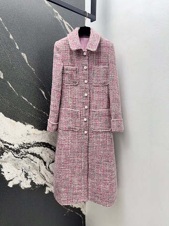 Colestore Chanel Coat Wool & Mohair Tweed  Pink, Ecru & Green