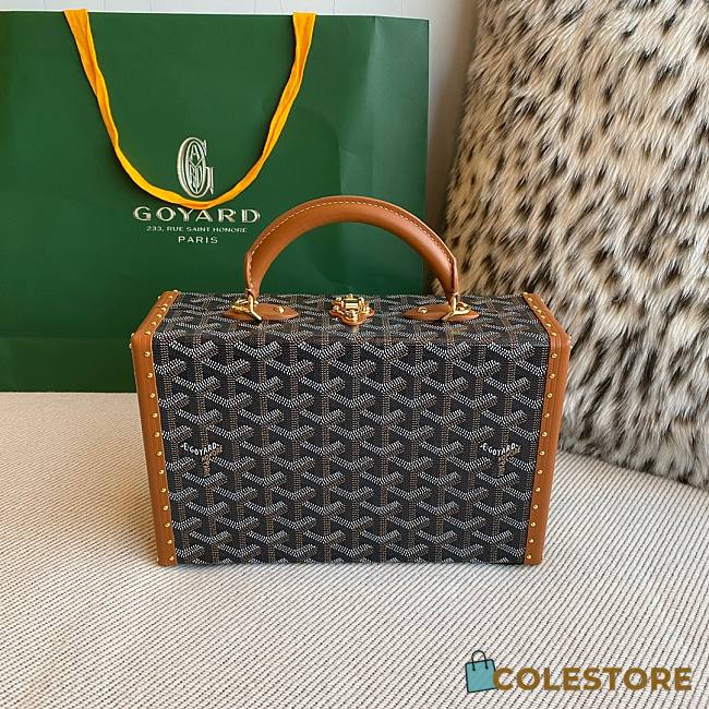 	 Colestore Goyard Grand Hôtel Trunk Bag Black & Tan 24.5x19x7.5cm - 1