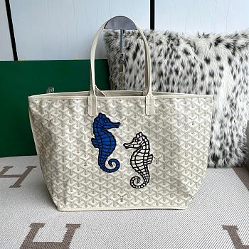 Colestore Goyard Goyardine Coral Anjou PM Embroidered Seahorse Bag Palladium Hardware in White 47x27x16cm