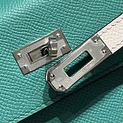 Colestore Hermes Kelly 25 Haas Epsom Leather in Cloud Gray / Milky White / Verona Green 25cm - 6