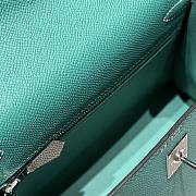 Colestore Hermes Kelly 25 Haas Epsom Leather in Cloud Gray / Milky White / Verona Green 25cm - 4