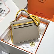 Colestore Hermes Kelly 25 Haas Epsom Leather in Beige Trench / Amber Yellow 25cm - 1