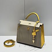 Colestore Hermes Kelly 25 Haas Epsom Leather in Beige Trench / Amber Yellow 25cm - 3