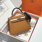 Colestore Hermes Kelly 25 Haas Epsom Leather in Gold / Milky White / Black 25cm - 1