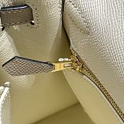 Colestore Hermes Kelly 25 Haas Epsom Leather in Milky White / Trench Grey 25cm - 3