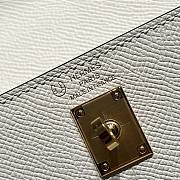 Colestore Hermes Kelly 25 Haas Epsom Leather in Milky White / Trench Grey 25cm - 2