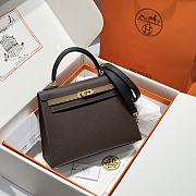 Colestore Hermes Kelly 25 Haas Epsom Leather in Ebony / Etoupe / Black 25cm - 1