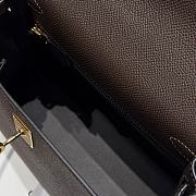 Colestore Hermes Kelly 25 Haas Epsom Leather in Ebony / Etoupe / Black 25cm - 2