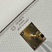 Colestore Hermes Kelly 25 Haas Epsom Leather in Pearl Grey / Vert Bronze 25cm - 5