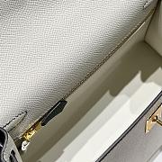 Colestore Hermes Kelly 25 Haas Epsom Leather in Pearl Grey / Vert Bronze 25cm - 2