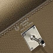Colestore Hermes Kelly 25 Haas Epsom Leather in Etoupe / Ebony 25cm - 6