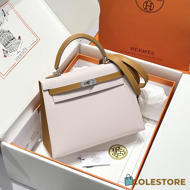 Colestore Hermes Kelly 25 Haas Epsom Leather in Dreamy Purple / Milk Tea 25cm - 1