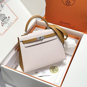 Colestore Hermes Kelly 25 Haas Epsom Leather in Dreamy Purple / Milk Tea 25cm