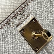 Colestore Hermes Kelly 25 Haas Epsom Leather in Milky White / Golden Brown 25cm - 5
