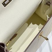 Colestore Hermes Kelly 25 Haas Epsom Leather in Milky White / Golden Brown 25cm - 3