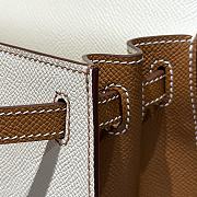 Colestore Hermes Kelly 25 Haas Epsom Leather in Milky White / Golden Brown 25cm - 4