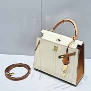 Colestore Hermes Kelly 25 Haas Epsom Leather in Milky White / Golden Brown 25cm - 2