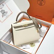 Colestore Hermes Kelly 25 Haas Epsom Leather in Etoupe / Craie 25cm - 1