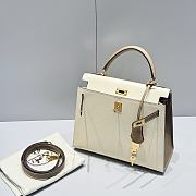 Colestore Hermes Kelly 25 Haas Epsom Leather in Etoupe / Craie 25cm - 6