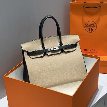 Colestore Hermes Birkin 35 Bicolor Craie and Black Togo Leather with Palladium Hardware 35cm