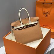 Colestore Hermes Birkin 35 Bicolor Gold Brown / Milky White with Gold Hardware 35cm - 1