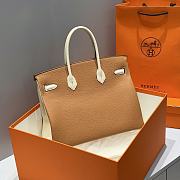 Colestore Hermes Birkin 35 Bicolor Gold Brown / Milky White with Gold Hardware 35cm - 6