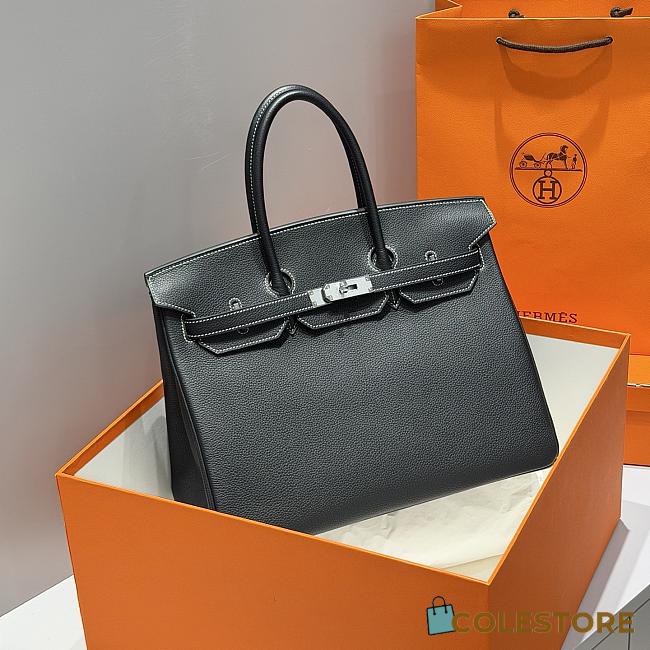 Colestore Hermes Birkin 35 Bicolor Black / Amber Yellow with Silver Hardware 35cm - 1