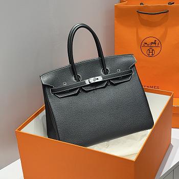 Colestore Hermes Birkin 35 Bicolor Black / Amber Yellow with Silver Hardware 35cm