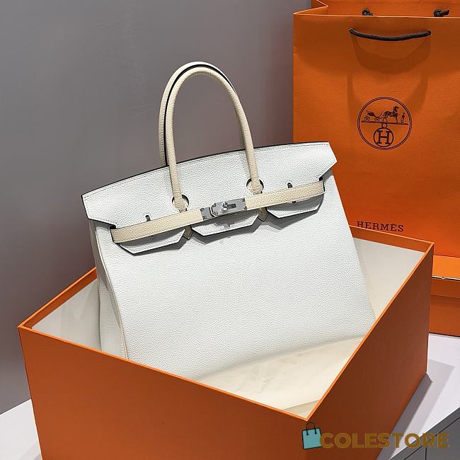 Colestore Hermes Birkin 35 Bicolor Platinum Gray / Milky White with Silver Hardware 35cm - 1
