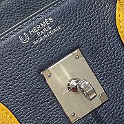 Colestore Hermes Birkin 35 Bicolor Navy Blue / Amber Yellow with Silver Hardware 35cm - 6