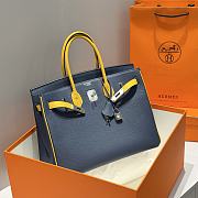 Colestore Hermes Birkin 35 Bicolor Navy Blue / Amber Yellow with Silver Hardware 35cm - 5