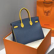 Colestore Hermes Birkin 35 Bicolor Navy Blue / Amber Yellow with Silver Hardware 35cm - 3
