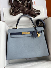 Colestore Hermes Kelly 32 Linen Blue / Deep Blue Togo Leather 32cm - 1