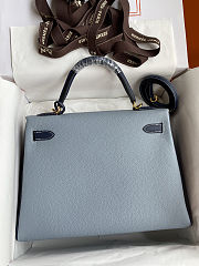 Colestore Hermes Kelly 32 Linen Blue / Deep Blue Togo Leather 32cm - 6