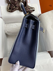 Colestore Hermes Kelly 32 Linen Blue / Deep Blue Togo Leather 32cm - 5