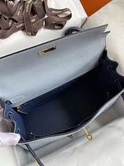 Colestore Hermes Kelly 32 Linen Blue / Deep Blue Togo Leather 32cm - 4