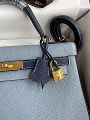 Colestore Hermes Kelly 32 Linen Blue / Deep Blue Togo Leather 32cm - 3