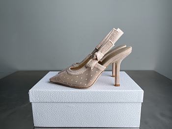 Colestore Dior J'Adior Slingback Pump Transparent Mesh and Beige Plumetis Heel 10.5cm