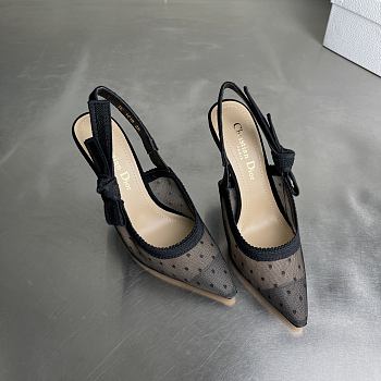 Colestore Dior J'Adior Slingback Pump Transparent Mesh and Black Plumetis Heel 10.5cm
