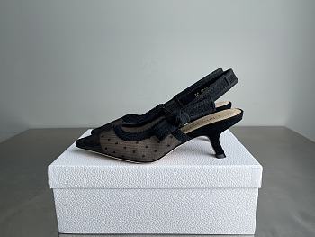 Colestore Dior J'Adior Slingback Pump Transparent Mesh and Black Plumetis Heel 6.5cm