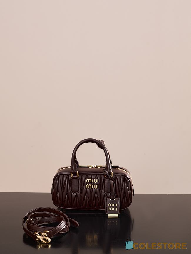 Colestore Miu Miu Regular Arcadie Matelassé Nappa Leather Bag Brown 22x10.5x7.5cm - 1