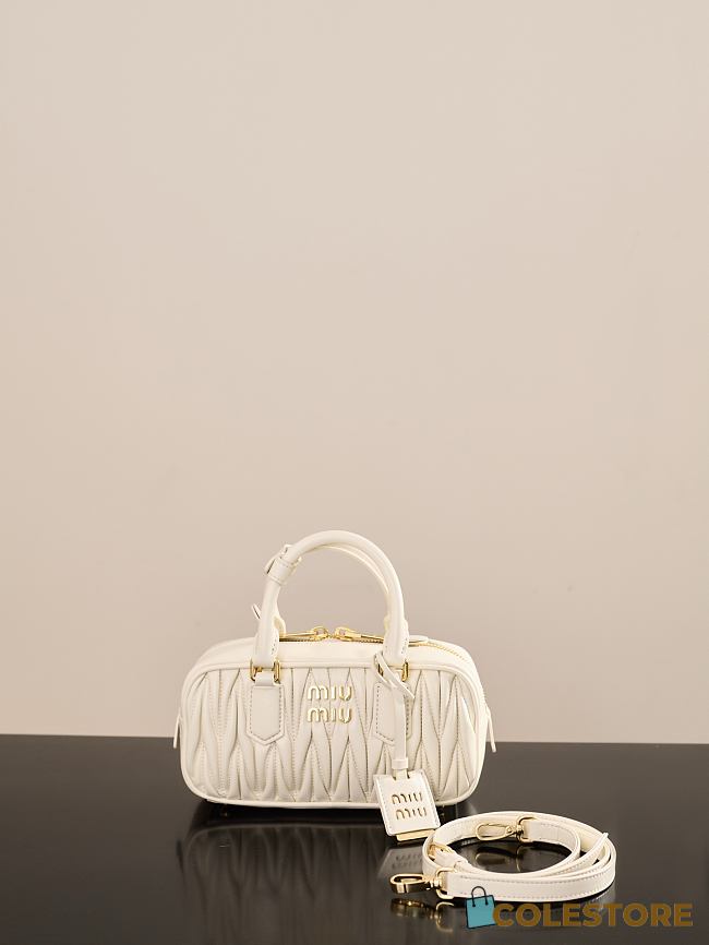 Colestore Miu Miu Regular Arcadie Matelassé Nappa Leather Bag White 22x10.5x7.5cm - 1