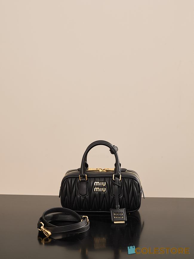 Colestore Miu Miu Regular Arcadie Matelassé Nappa Leather Bag Black 22x10.5x7.5cm - 1