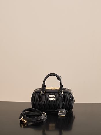 Colestore Miu Miu Regular Arcadie Matelassé Nappa Leather Bag Black 22x10.5x7.5cm