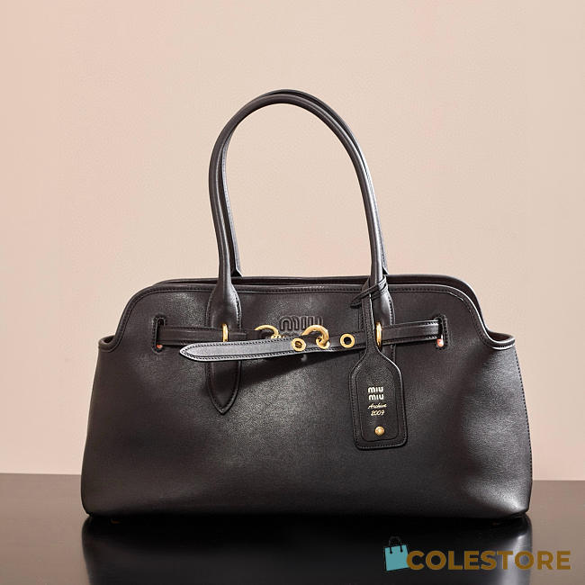 	 Colestore Miu Miu Aventure Nappa Leather Bag Black Large 44x22.5x14.5cm - 1