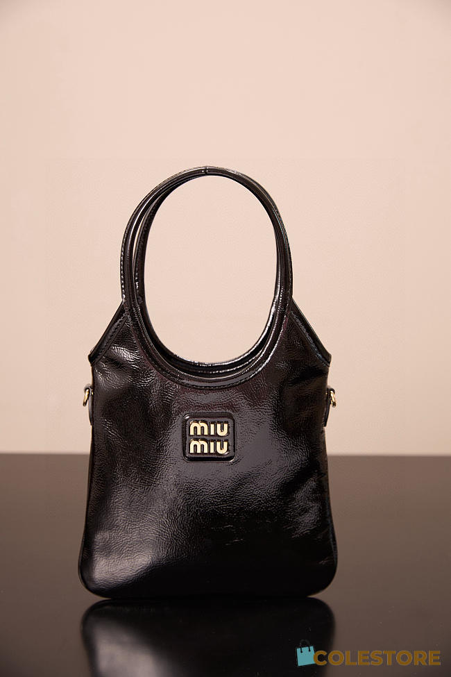 Colestore Miu Miu Ivy Patent Naplak Leather Tote Bag Black 24x20cm - 1