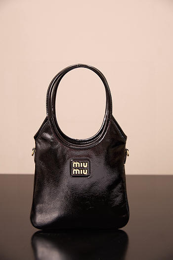 Colestore Miu Miu Ivy Patent Naplak Leather Tote Bag Black 24x20cm