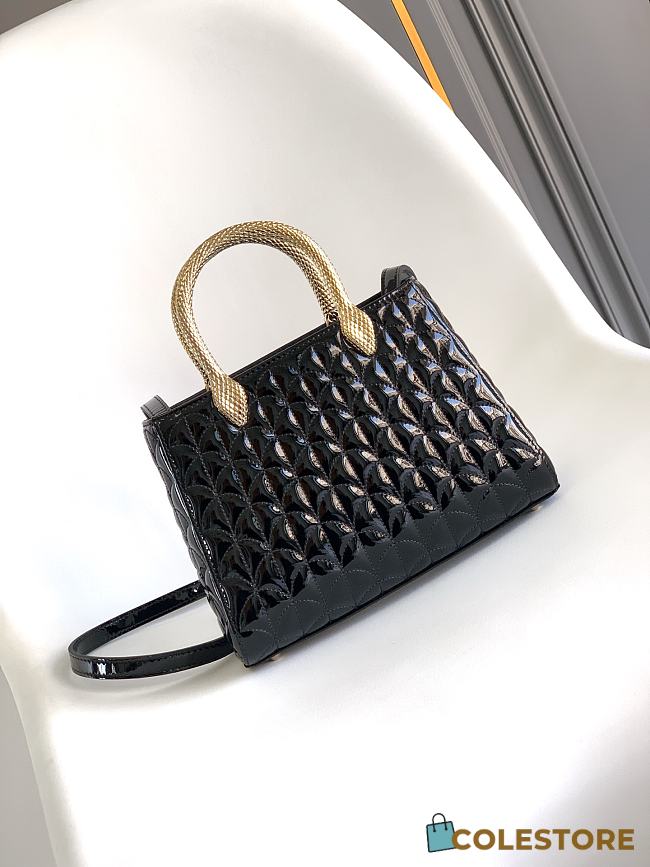 Colestore Bvlgari Serpentine Duo Top Handle in Black Patent Calf Leather 21.5x15x6cm - 1