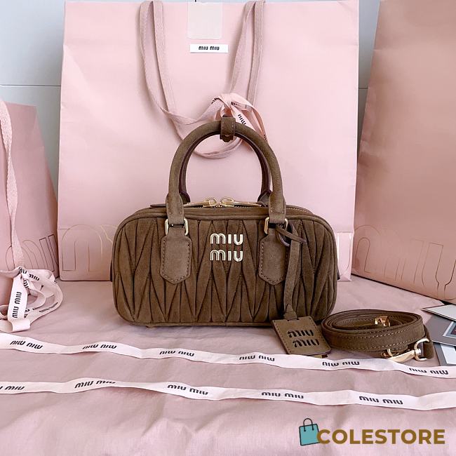 Colestore Miu Miu Arcadie Matelassé Suede Bag Brown 22x10.5x7.5cm - 1