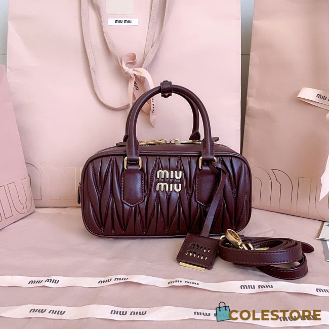 Colestore Miu Miu Regular Arcadie Matelassé Nappa Leather Bag Burgundy 22x10.5x7.5cm - 1